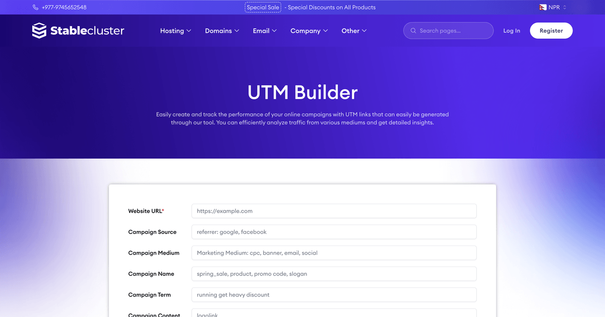 UTM Builder Tool | Free UTM URL - StableCluster